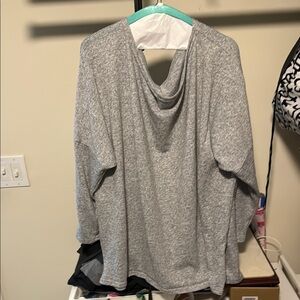 Long sleeve Gray Cowl Neck Top